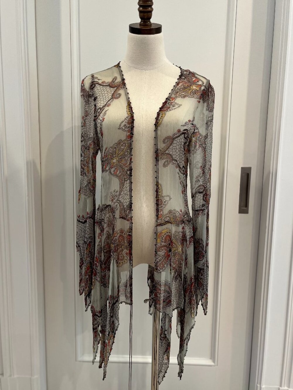 Kate Moss for Top Shop Sheer Beaded Top Size US 4